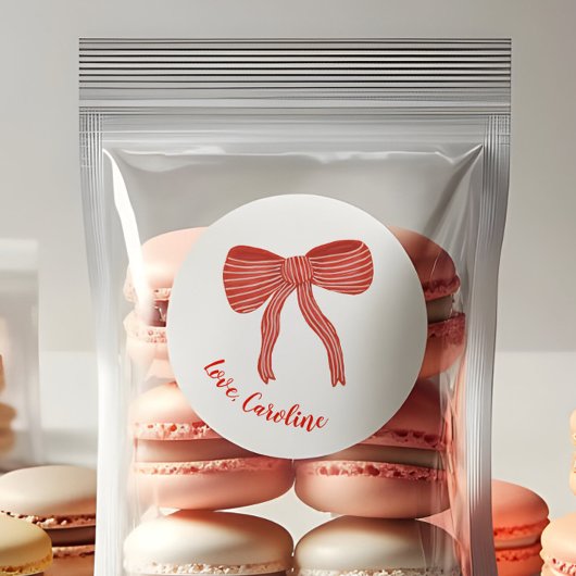 Custom Red Bow Personalized Valentine's Day  Ronde Sticker