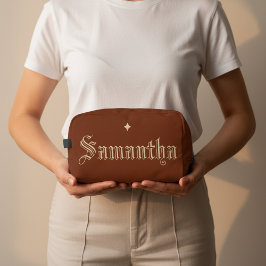 Custom Red Brown Toiletry Bag for Mom or Teacher Toilettasje