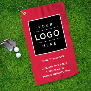 Custom Red Business Logo Company Branded Golfhanddoek