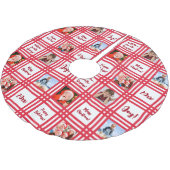 Custom Red Candy Cane Plaid Familie Fotocollage Kerstboom Rok (Gekanteld)
