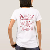 Custom Red Coquette Bridesmaid Bachelorette Party  T-shirt (Achterkant)