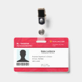 Custom Red Employee ID Identification Photo Bar Badge (Voorkant met clip)
