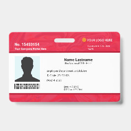 Custom Red Employee ID Identification Photo Bar Badge