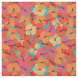  Custom Red Field Poppies op Sky Blue Fabric Stof