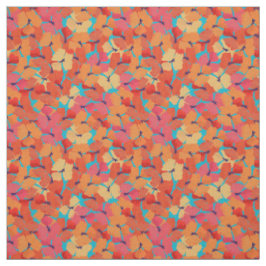 Custom Red Field Poppies op Sky Blue Fabric Stof