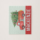 Custom Red Fire Christmas Tree Truck Firefighter  Legpuzzel (Verticaal)