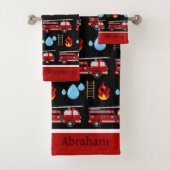 Custom Red Fire Trucks Brandweerwagens Patroon Han Bad Handdoek (Insitu)