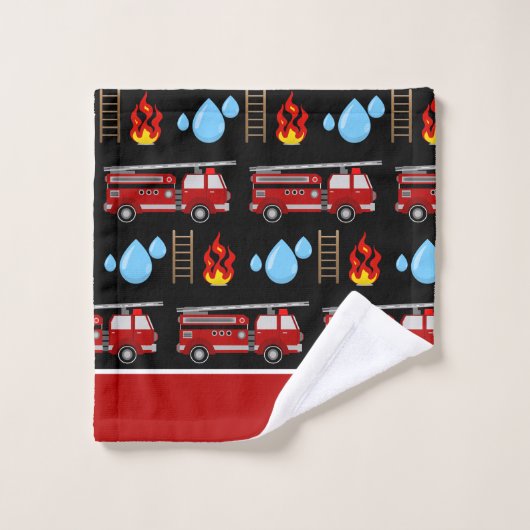 Custom Red Fire Trucks Brandweerwagens Patroon Han Bad Handdoek (Wasdoekje)