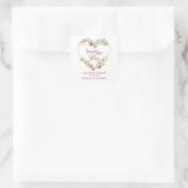 Custom Red Floral Heart Wedding Sanitizer Gel Vierkante Sticker (Tas)