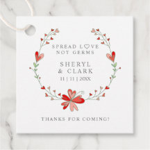 Custom Red Floral Wreath Wedding Sanitizer Gel