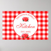 Custom Red Gingham Buffalo Check Kitchen Poster (Voorkant)