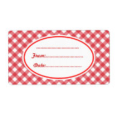Custom Red Gingham Keuken Eten Cadeau Labels Label (Voorkant)