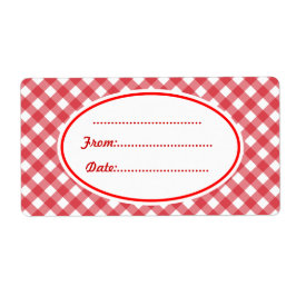 Custom Red Gingham Keuken Eten Cadeau Labels Label