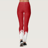 Custom Red Glitter Leggings with White Drips (Achterkant)