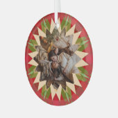Custom Red Green Christmas Star Photo Gift Tree Glas Ornament (Voorkant links)