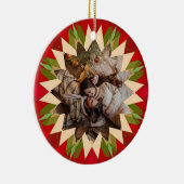 Custom Red Green Christmas Star Photo Gift Tree Keramisch Ornament (Rechts)