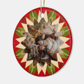 Custom Red Green Christmas Star Photo Gift Tree Keramisch Ornament (Links)