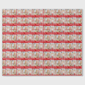 Custom Red Happy Birthday Photo Collage Cadeaupapier (Vlak)