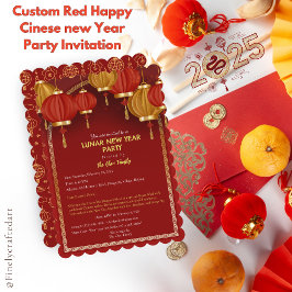 Custom Red Happy Chinees nieuwjaarsfeest Kaart