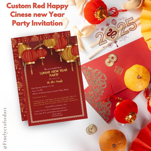 Custom Red Happy Chinees nieuwjaarsfeest Kaart