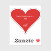 Custom Red Heart Valentine's Day Name & Monogram Sticker (Vel)