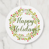 Custom Red Holly Berries Green Leaves Bedankjes Labels (Achterkant)