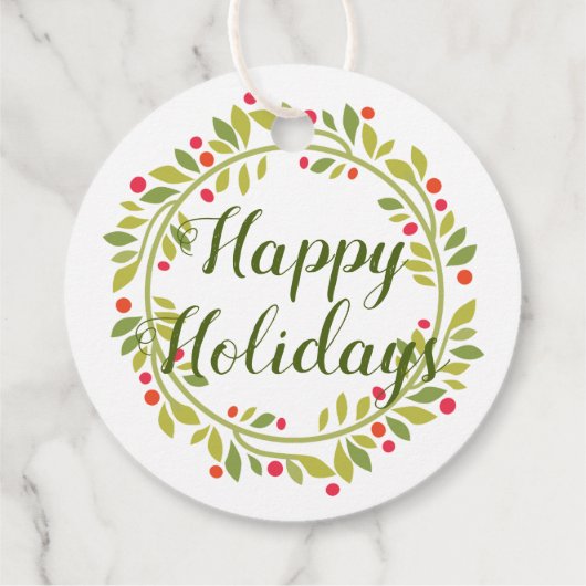 Custom Red Holly Berries Green Leaves Bedankjes Labels (Achterkant)