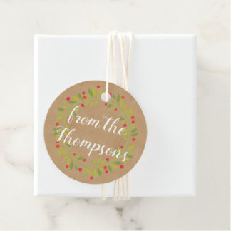 Custom Red Holly Berries Green Leaves Bedankjes Labels