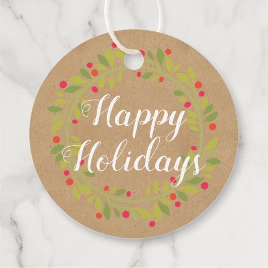 Custom Red Holly Berries Green Leaves Bedankjes Labels (Achterkant)