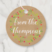 Custom Red Holly Berries Green Leaves Bedankjes Labels (Voorkant)