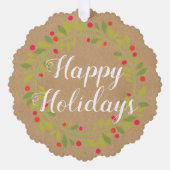 Custom Red Holly Berries Green Leaves Ornament Kaart (Voorkant)