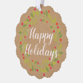 Custom Red Holly Berries Green Leaves Ornament Kaart (Links)