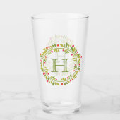 Custom Red Holly Berries Green Leaves Wreator Glas (Voorkant)