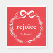 Custom Red Modern Hand Drawn Bow Rejoice Christmas Servet (Voorkant)