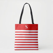 Custom Red Monogram  Tote Bag (Voorkant)