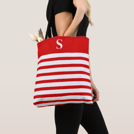 Custom Red Monogram  Tote Bag (Dichtbij)