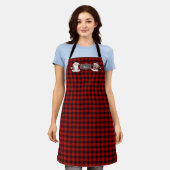 Custom Red Plaid Holiday Bakken Schort (Gedragen)