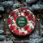 Custom Red Poinsettia Chic Christmas Paper Plates  Papieren Bordje