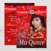 CUSTOM Red Quinceanera 15 Princess Tiara Photo Kaart (Voorkant / Achterkant)
