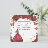 Custom Red Rose Dress Valentine's Day Card Kaart (Staand voorkant)