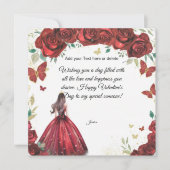 Custom Red Rose Dress Valentine's Day Card Kaart (Voorkant)