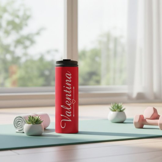 Custom Red Script Name Travel Tumbler Thermosbeker
