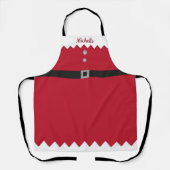 Custom Red & Silver Glitter Workshop Elf Kerst Schort (Voorkant)