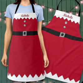 Custom Red & Silver Glitter Workshop Elf Kerst Schort