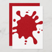 Custom Red Splatter White Flat Announcement Card Aankondiging (Voorkant / Achterkant)