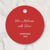 Custom Red Treble Clef Sneeuwvlok Muzikale Cirkel Bedankjes Labels (Achterkant)