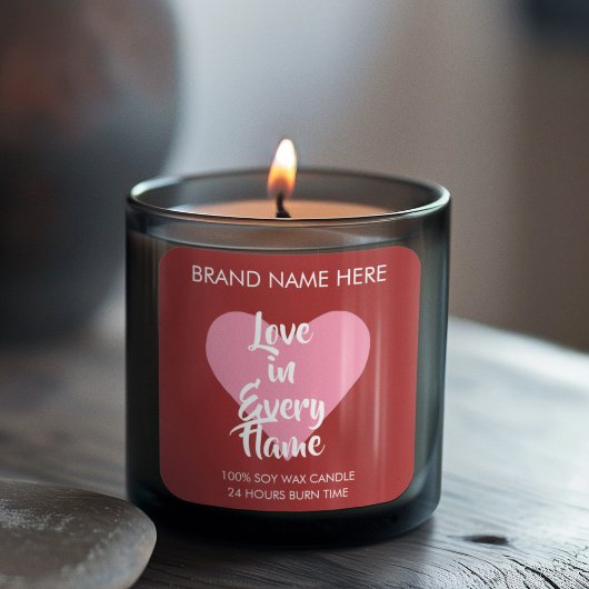 Custom Red Valentine's Day Candle Labels 