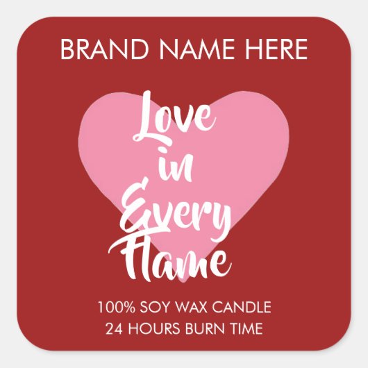 Custom Red Valentine's Day Candle Labels  (Voorkant)