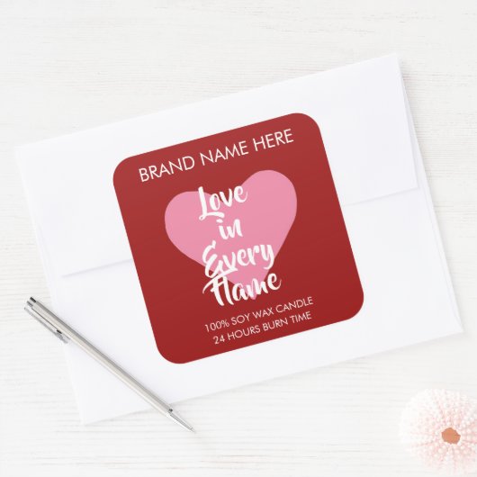Custom Red Valentine's Day Candle Labels  (Envelop)