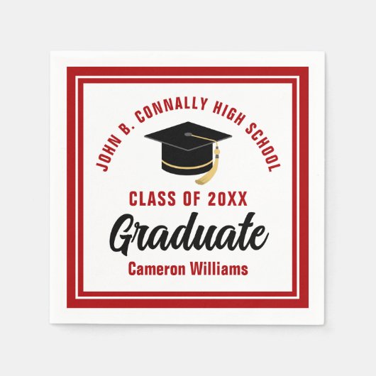 Custom Red White Afstuderen 2025 Graduation Party Servet (Voorkant)